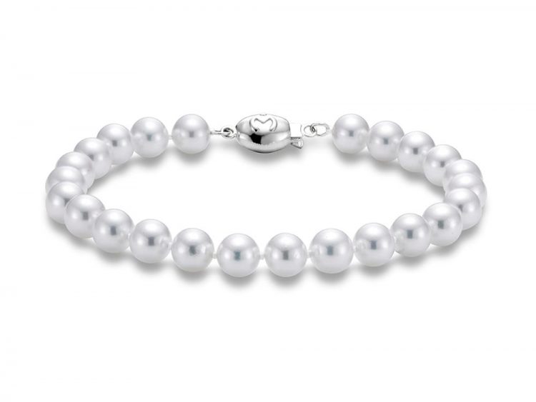 MASTOLONI - 18K White Gold 6.5-7MM White Round "A" Quality Akoya Pearl Strand 7 Inches