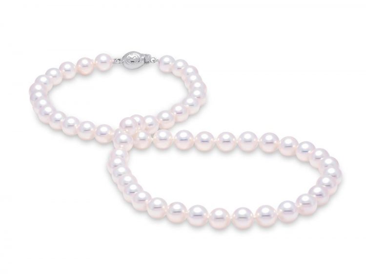 MASTOLONI - 18K White Gold 6.5-7MM White Round "A" Quality Akoya Pearl Strand 16 Inches