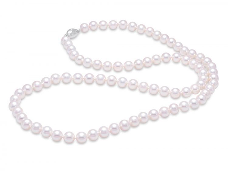 MASTOLONI - 18K White Gold 6.5-7MM White Round "A" Quality Akoya Pearl Strand 24 Inches