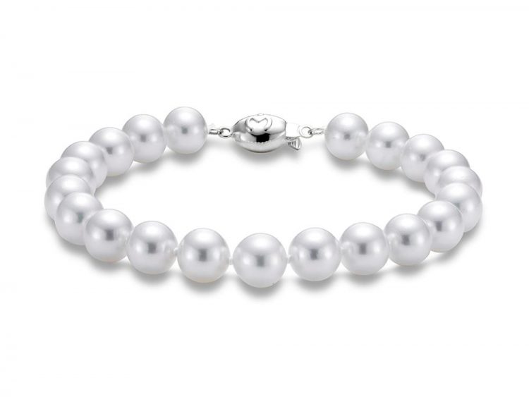 MASTOLONI - 18K White Gold 7-7.5MM White Round "A" Quality Akoya Pearl Strand 7 Inches