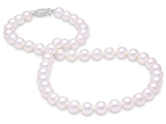 MASTOLONI - 14K White Gold 8.5-9.5MM White Round "A" Quality Freshwater Pearl Strand 16 Inches