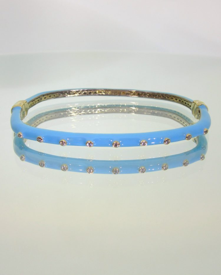 Blue Enamel Hinged Bangle