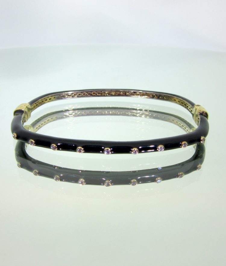 Black Enamel Hinged Bangle