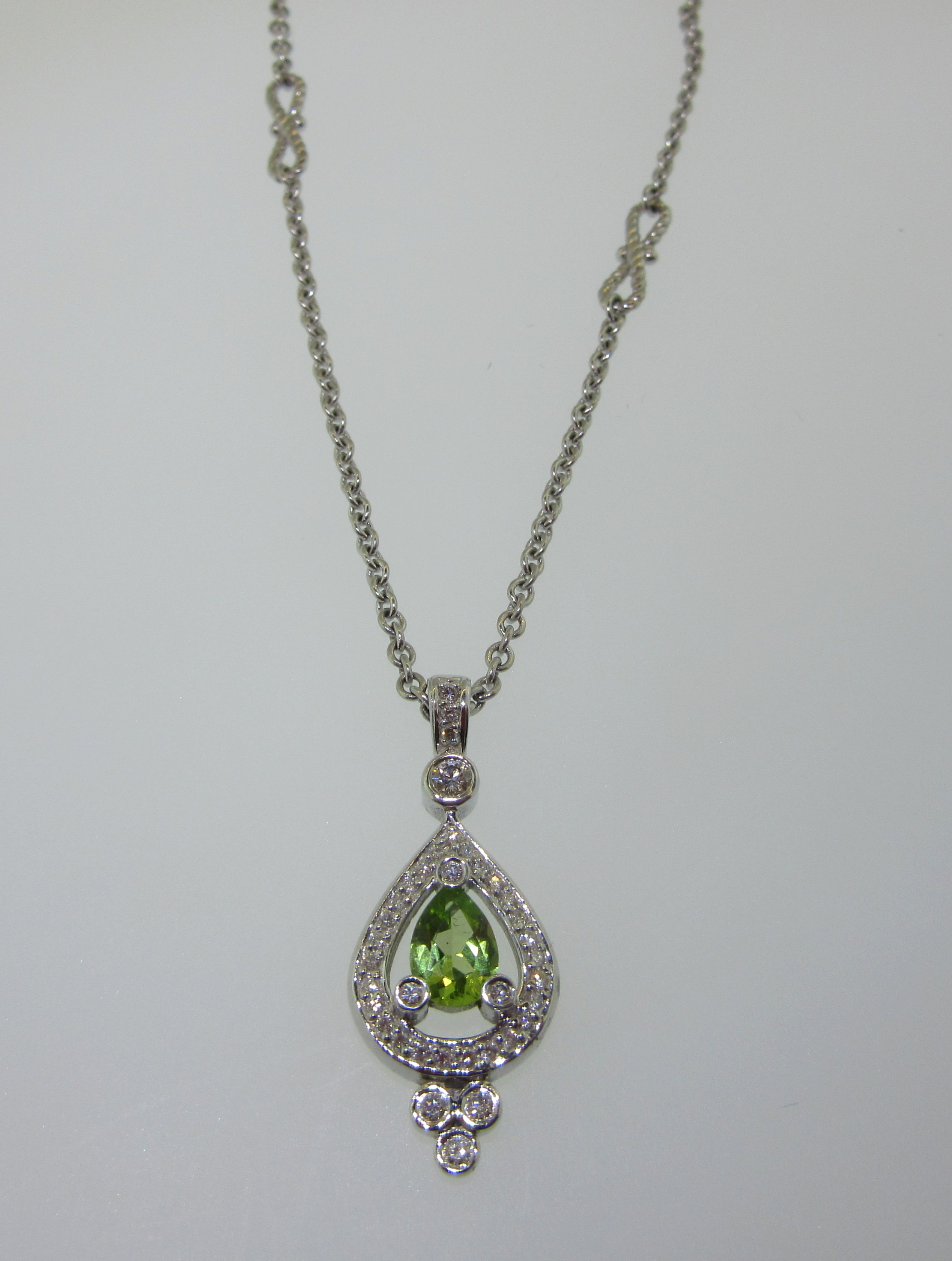 Diamond & Pear Shaped Peridot Pendant