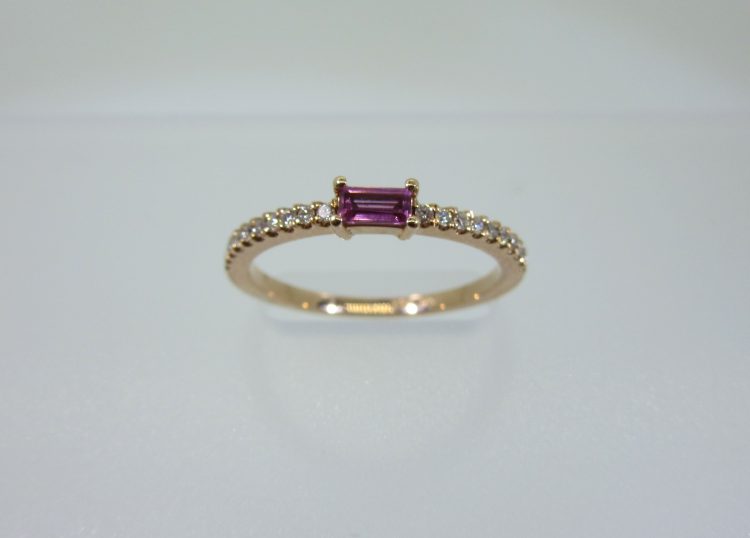 Pink Tourmaline & Diamond Anniversary Band