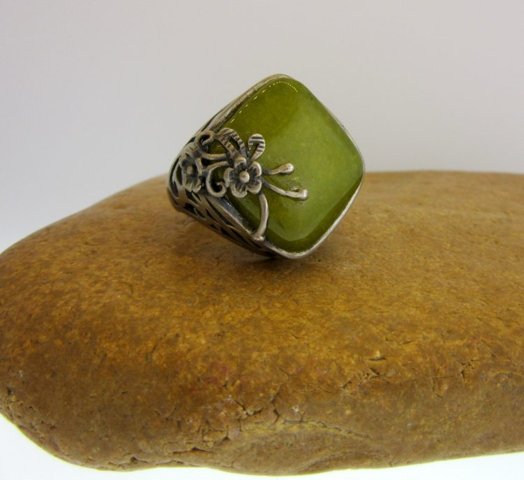 Square Green Quartz Ring