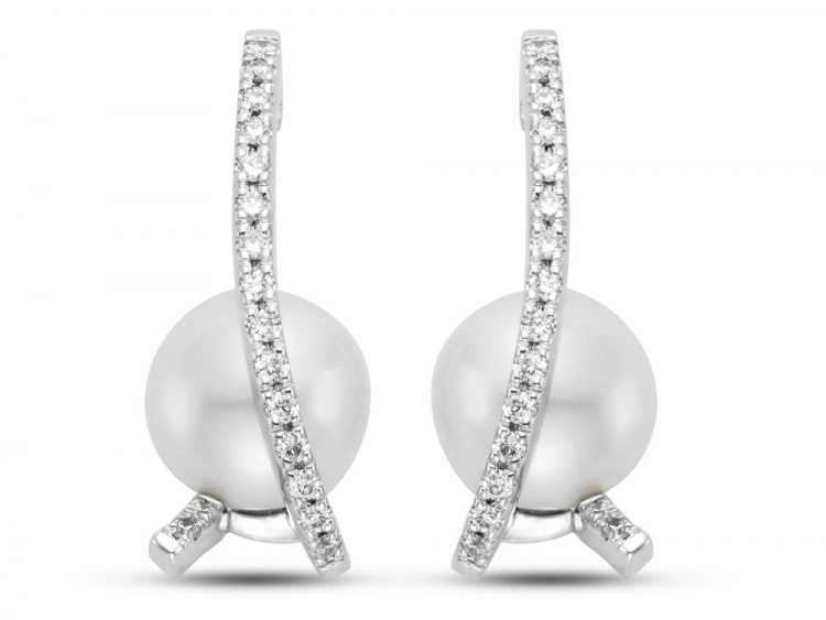 MASTOLONI - 18K White Gold 8-8.5MM White Round Cultured Pearl Earring