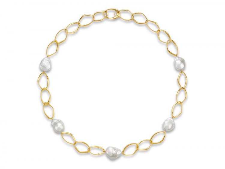 MASTOLONI - 18K Yellow Gold 17-20MM White Baroque Freshwater Pearl Necklace 27 Inches