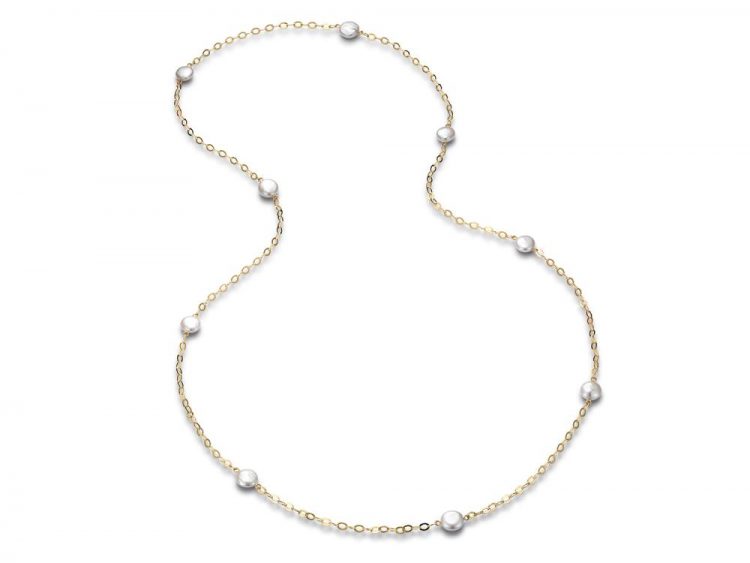 MASTOLONI - 18K Yellow Gold 10-11MM White Near Round Freshwater Pearl Necklace 36 Inches