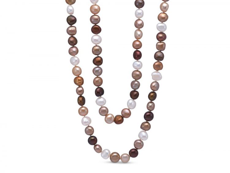 MASTOLONI - 9-10MM Multicolor Golden & White Baroque Freshwater Pearl Strand 54 Inches